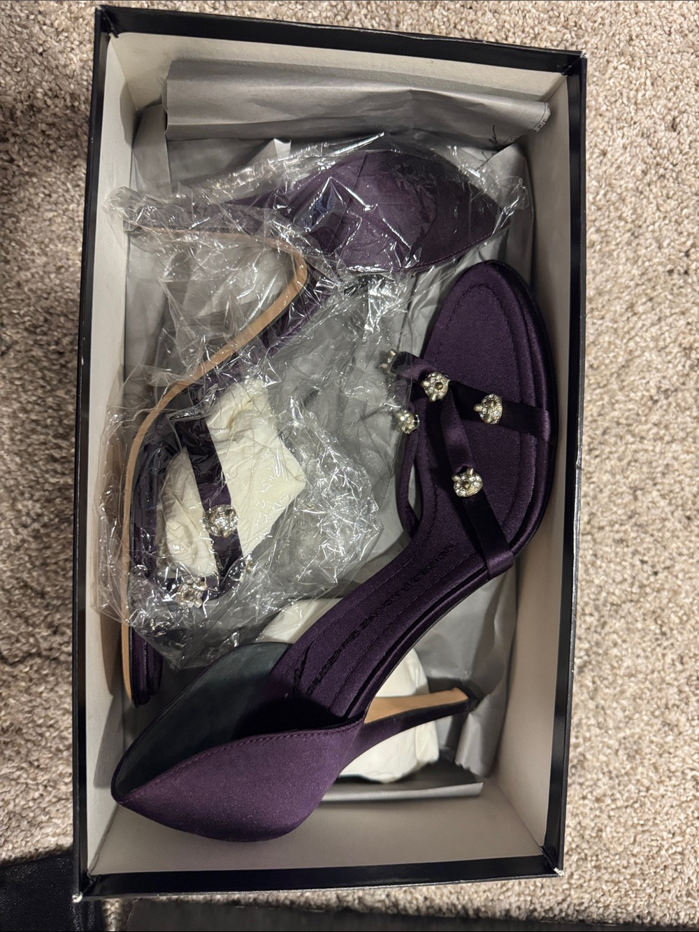 Giuseppe Zanotti Purple Satin Jeweled D'Orsay Heels - Picture 2 of 5